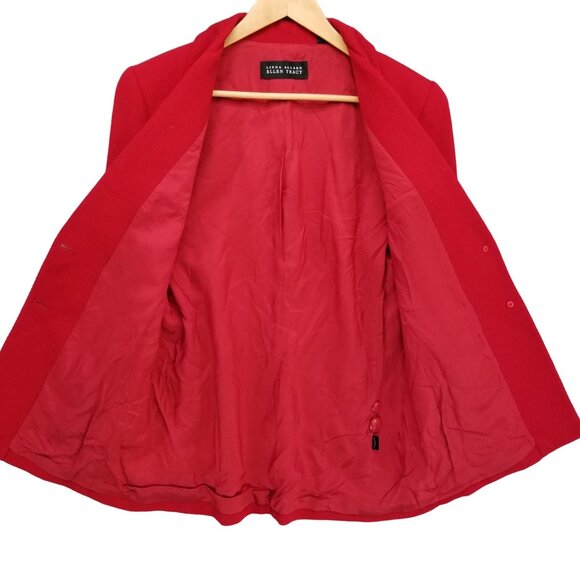Vtg Linda Allard Ellen Tracy Blazer Jacket Womens Solid Red Wool Corduroy Sz 12P - Picture 3 of 12